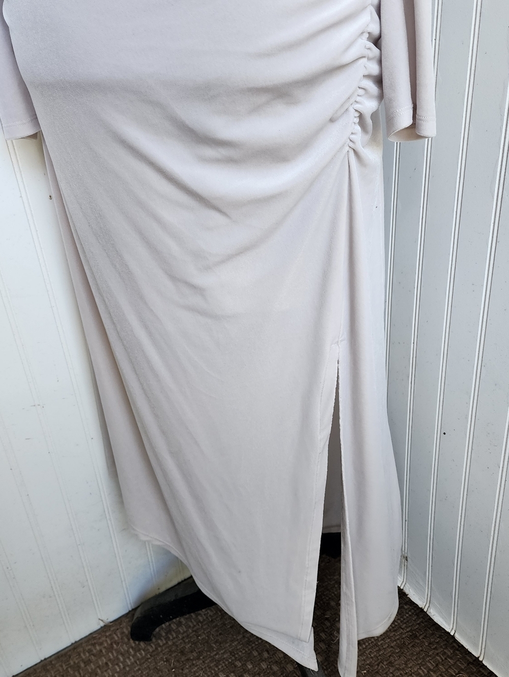 EXPRESS Womens Velvet Ruched Side Asymmetrical Midi Dress S Grey $98 - Picture 15 of 16